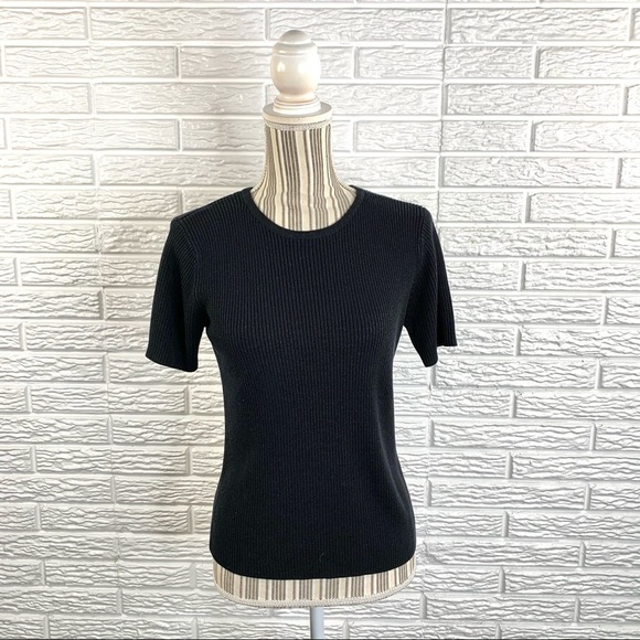 Croft & Barrow Black Ribbed Knit Top - Picture 1 of 5